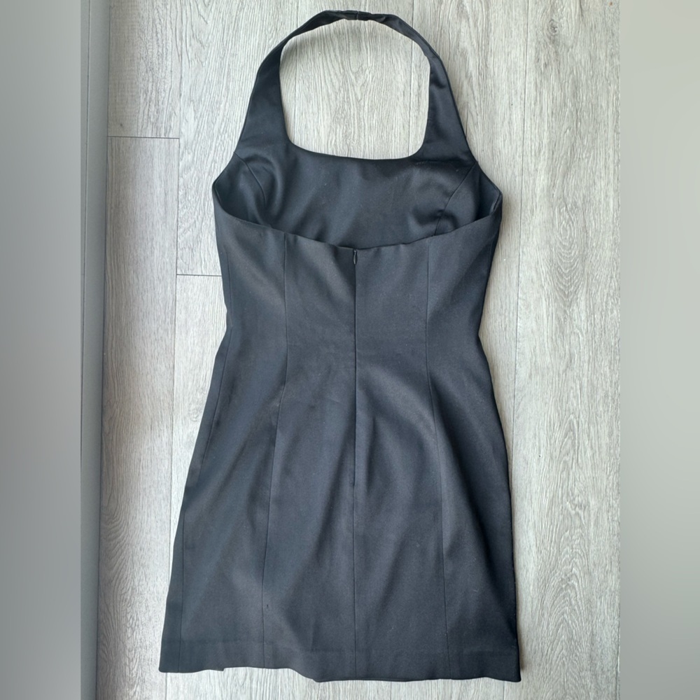 Vintage Laundry by Shelli Segal Black Halter Mini Sheath Dress 90s Y2K - Picture 2 of 10